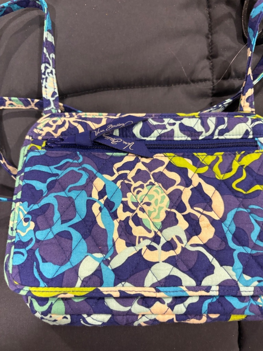 Vera Bradley Navy Multicolor Quilted Floral Crossbody Bag